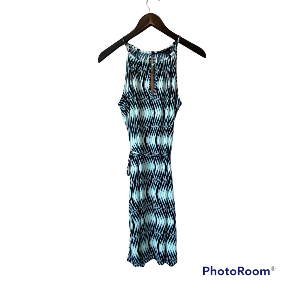 BANANA REPUBLIC Summer Sleeveless Dress size Small keyhole side tie white aqua